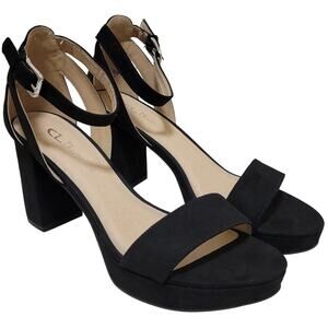 CL by Laundry Women Go-On Ankle Strap Platform Sandals Size US 8.5M Black
